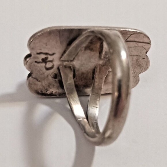 Vintage Navajo signed Turquoise Sterling ring sz 7 (1381) - Picture 5 of 7